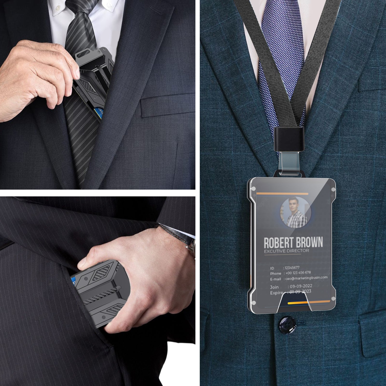 AHASTYLE WG90 Badge Holder Wallet with Lanyard Aluminium Alloy RFID Blocking Office ID Card Holder AHASTYLE WG90 Badge Holder Wallet with Lanyard Aluminium Alloy RFID Blocking Office ID Card Holder